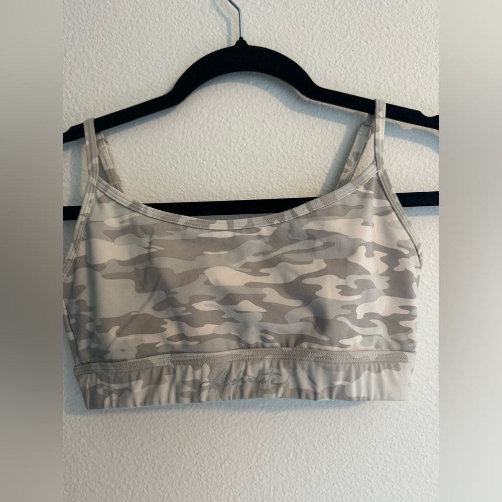 Alphalete cross back sports bra white camo size small